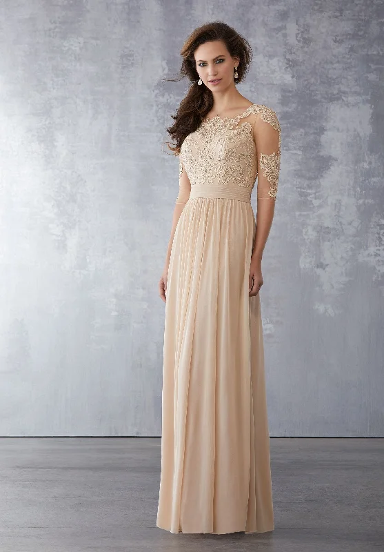 MGNY By Mori Lee - Quarter Sleeve Embroidered Sheath Dress 71726