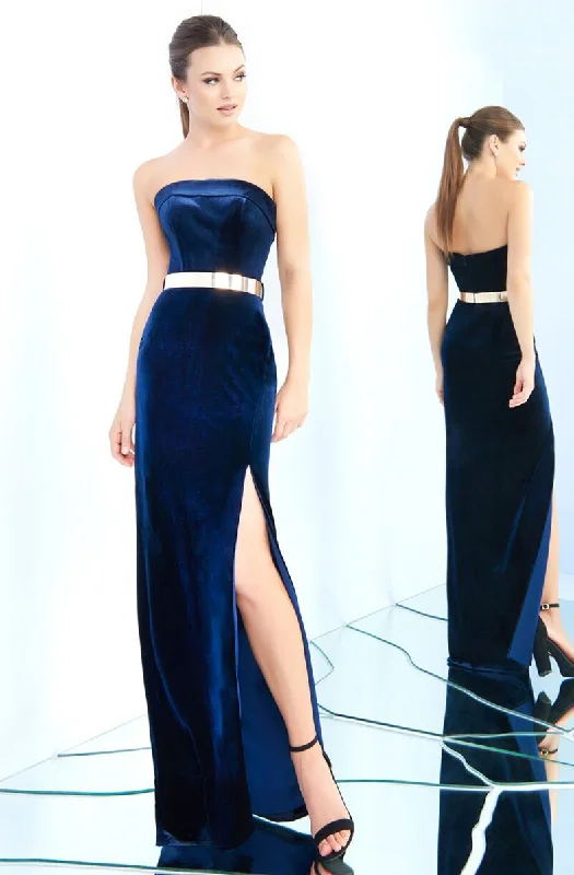 Ieena Duggal - Fitted Strapless Slit Dress 25635ISC