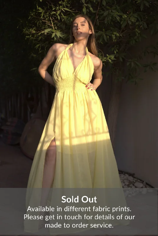 Helen halter dress in Sunshine