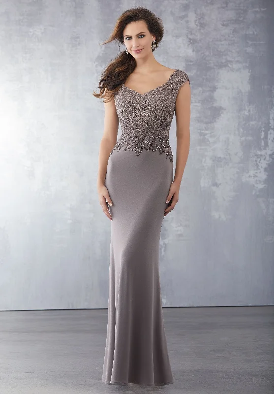 MGNY By Mori Lee - Beaded V-Neck Bodycon Evening Dress 71715