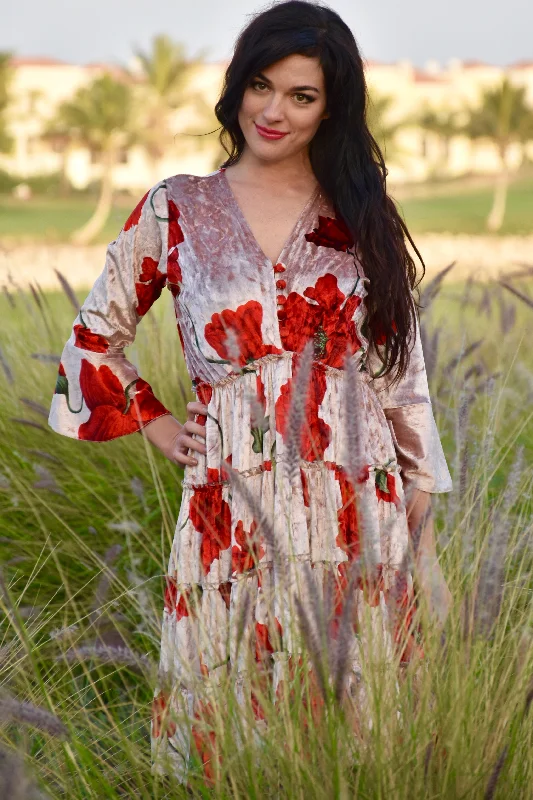 Crushed velvet flared dress