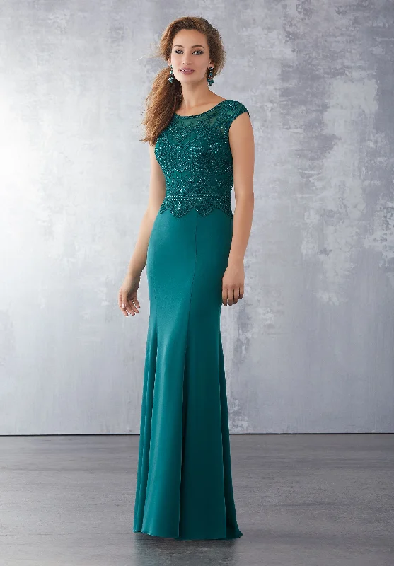 MGNY By Mori Lee - Cap Sleeve Embellished Sheath Dress 71724