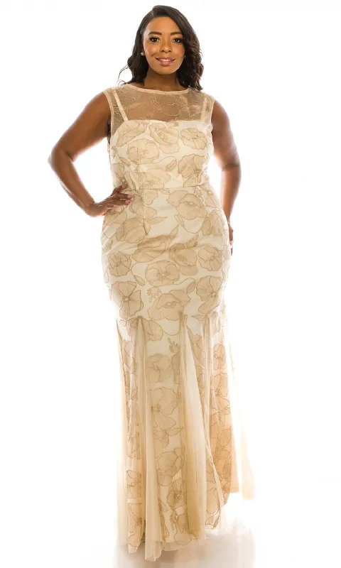 Adrianna Papell - AP1E203566WSC Sleeveless Illusion Neck Evening Dress