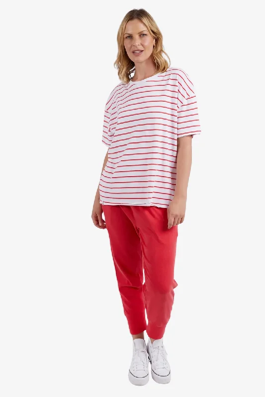 Elm - Winona Stripe Tee - Red & White Stripe Fleece Nylon Spandex