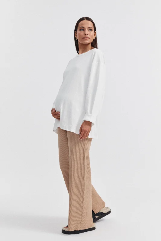 Organic Cotton LS Tee (White) Solid Color Striped Floral