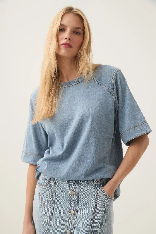Surreal Denim Overdye Tee Collared T-Shirt Boat Neck A-Line
