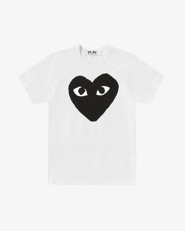 T070 UNISEX BLACK HEART T-SHIRT / WHITE BLACK Machine Wash Dry Clean Hand Wash