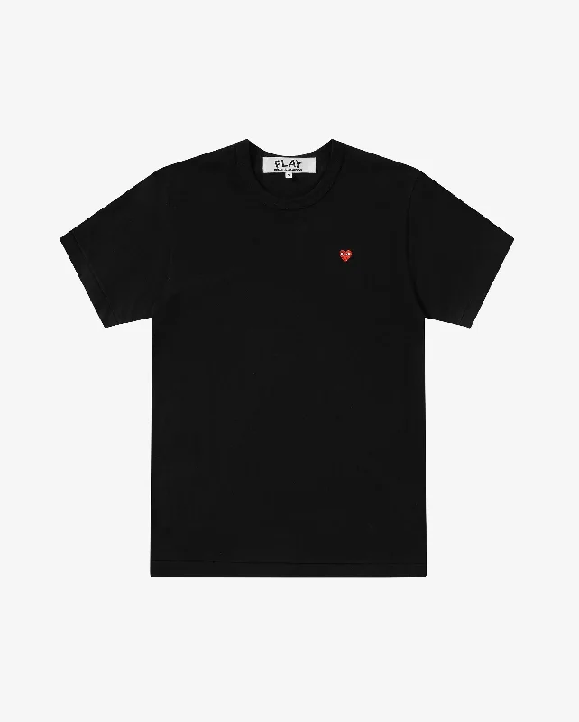 T304 UNISEX MINI RED HEART T-SHIRT / BLACK Chenille Blend Fleece Blend Nylon Blend