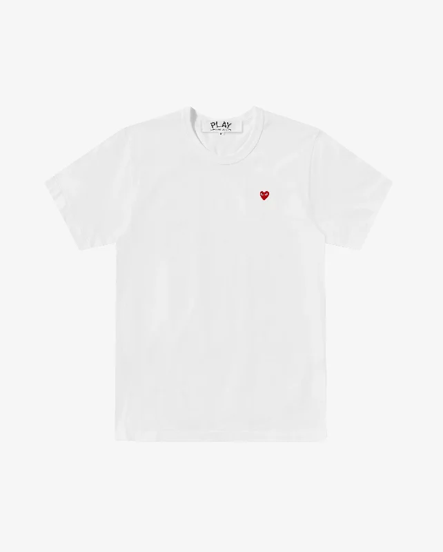 T304 UNISEX MINI RED HEART T-SHIRT / WHITE Spandex Blend Rayon Blend Denim Blend
