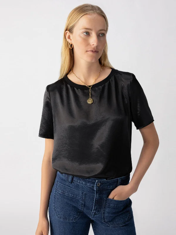 Timeless Satin Tee Black Fashionable Trendy Casual