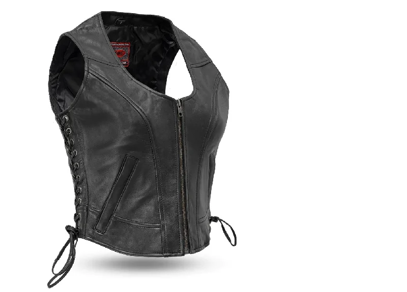 FIL542GDD | Raven - Women's Motorcycle Leather Vest