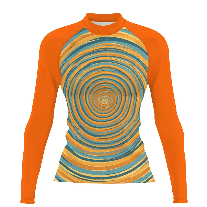 Blue and Yellow Sunset V1 - Women's Surf UPF50+ Long Sleeve Rash Guard