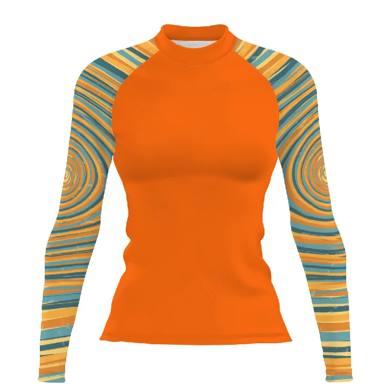 Blue and Yellow Sunset - Women's Surf UPF50+ Long Sleeve Rash Guard