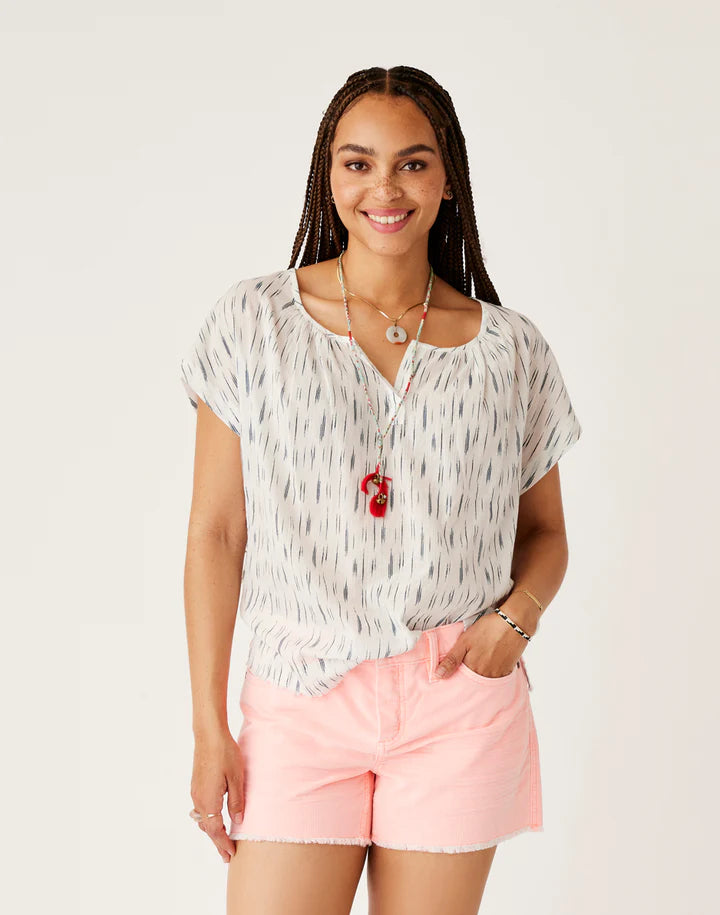 Women's James Top - Azul Ikat Anti-Shrink Durable Soft