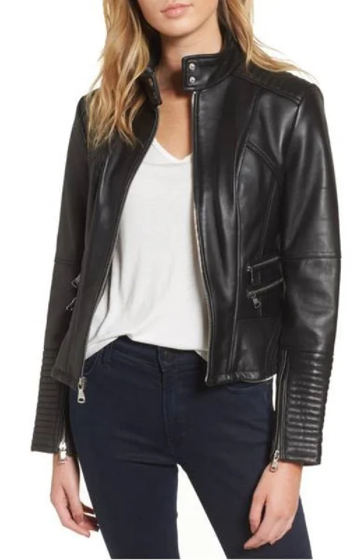 Koza Leathers Women's Real Lambskin Leather Bomber Jacket KW332