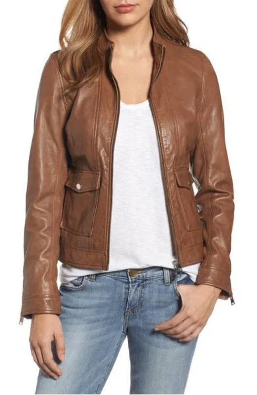 Koza Leathers Women's Real Lambskin Leather Bomber Jacket KW335