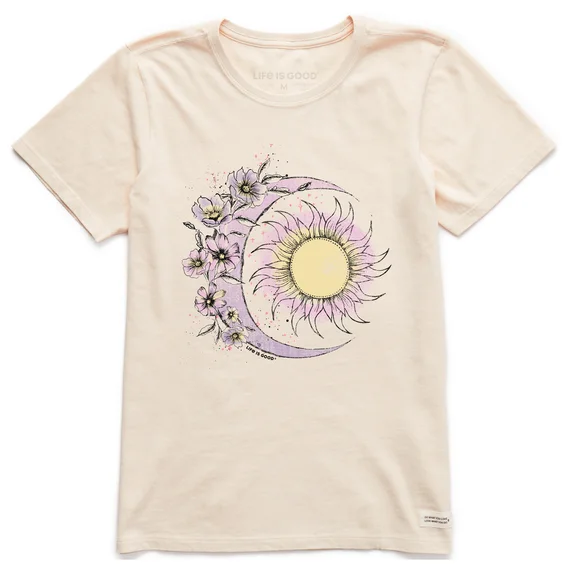 Women's Moon Flower Short-Sleeve Crusher Tee - Putty White