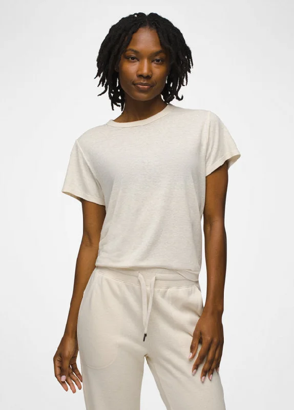 Women's Cozy Up Short-Sleeve Crew - Canvas Solid Print Embellished
