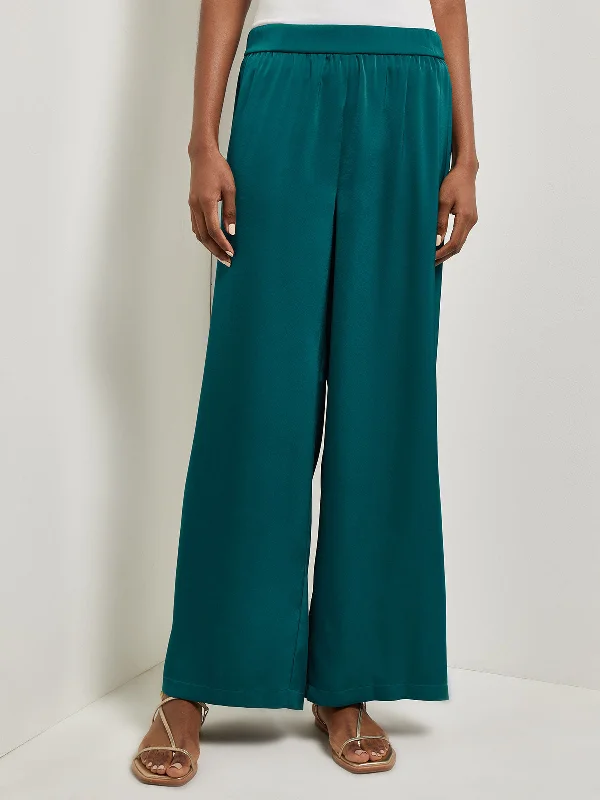 Pull-On Woven Wide Leg Pants, Spruce