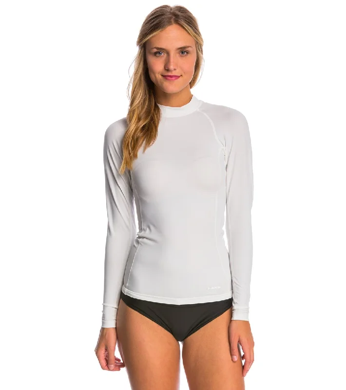 Sporti Women's Solid L/S UPF 50+ Sport Fit Rash Guard White Fashionable Sun Shirt