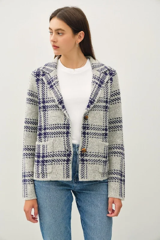 Plaid Sweater Jacket Fuzzy Sherpa Pullover