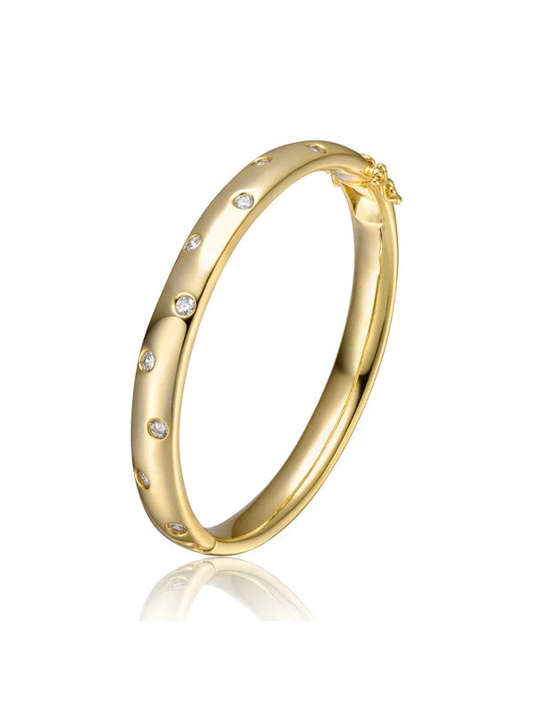 Affordable Glamour – Premium Jewelry At Special Prices 14k Gold Plated Starry Galaxy Clear Cubic Zirconia Bangle Bracelet